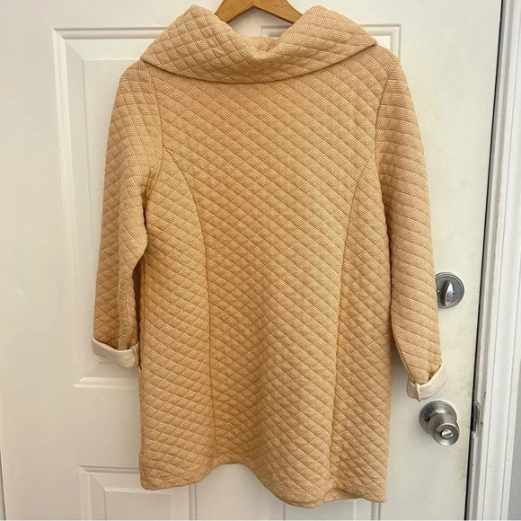 Soft Surroundings • Orange Quilted Sweater Cowl Neck Tunic Sz Medium - Picture 6 of 9